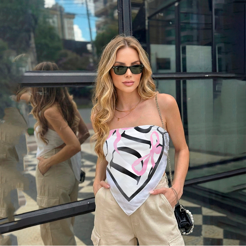 Lenço de Cetim Estampado Luxo Feminino Toque Sedoso, Brilho Intenso Estampas Modernas e Elegantes