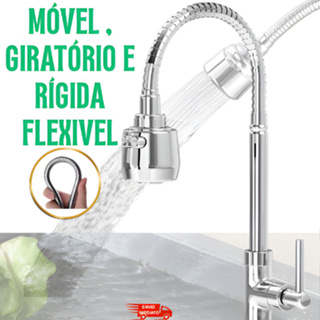 torneira Cozinha Gourmet Bancada Flexível 1/4 Volta Cromo em Oferta na Shopee