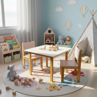 Kit Mesinha E 2 Cadeirinhas Infantil Isa De Madeira Maciça Para Crianças Estudo Desenho Brincadeira em Oferta na Shopee