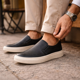 Tênis Sapatenis Slip On Dia Dia Casual Iate Couro Sintético Confortável Calce Fácil Off em Oferta na Shopee