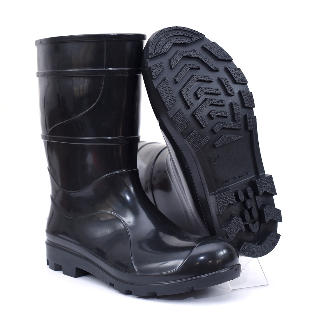Galocha Pvc Borracha Cano Médio Bota Preta Antiderrapante Resistente