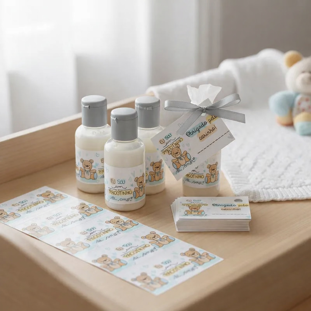 Kit 30 Mini Hidratante Ursinho Chá de Bebê Lembrancinha Mimo