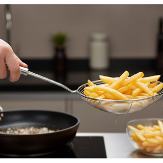 Escumadeira  Peneira   Fritura  Inox 36,5  cm Batata  Pastel Coxinha  modelo grande Cozinha em Oferta na Shopee