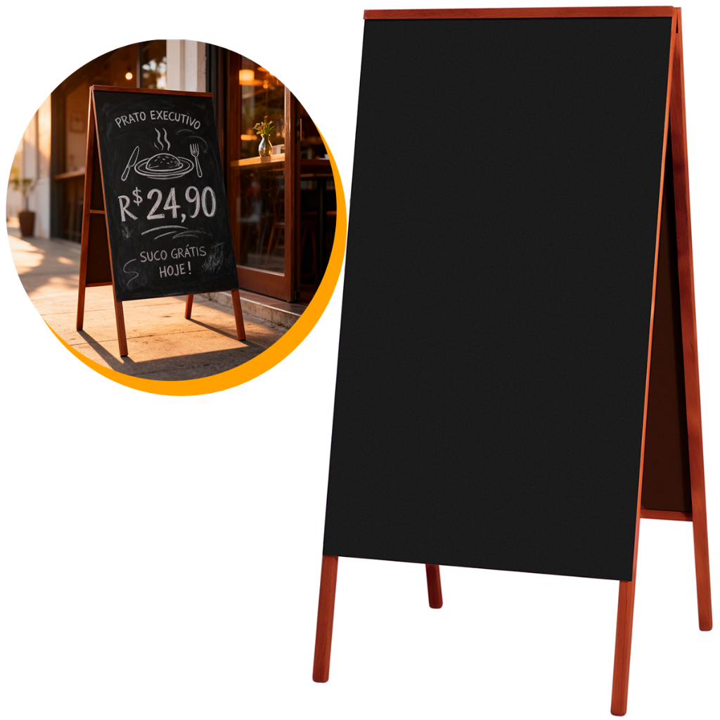 Cavalete Calçada Quadro Negro Grande 100x60 Placa Restaurante Padaria Bar 2 Faces