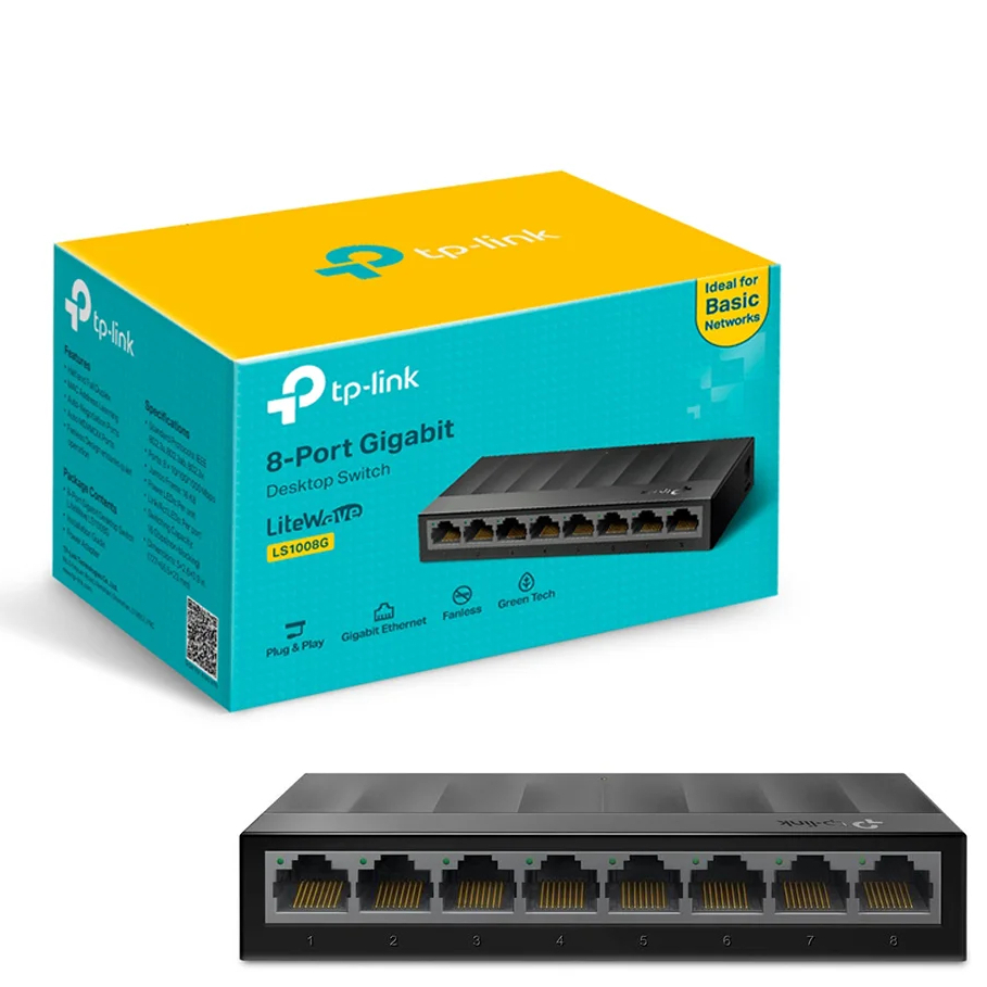 Switch TP-Link LS1008G 8 Portas Gigabit RJ45 10/100/1000 Mbps Bivolt Plug & Play Mesa