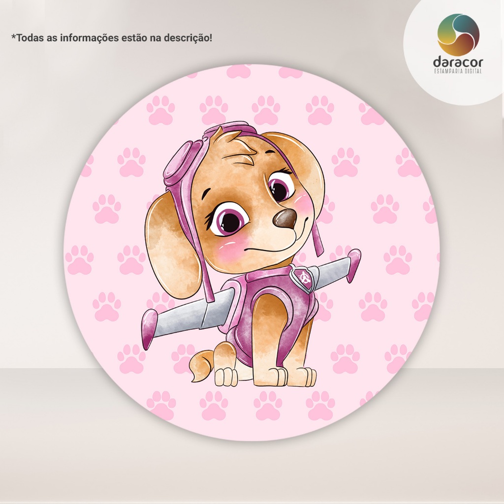 Painel Redondo Skye Cachorros Aquarela C/ Elástico Tam Diversos - R01