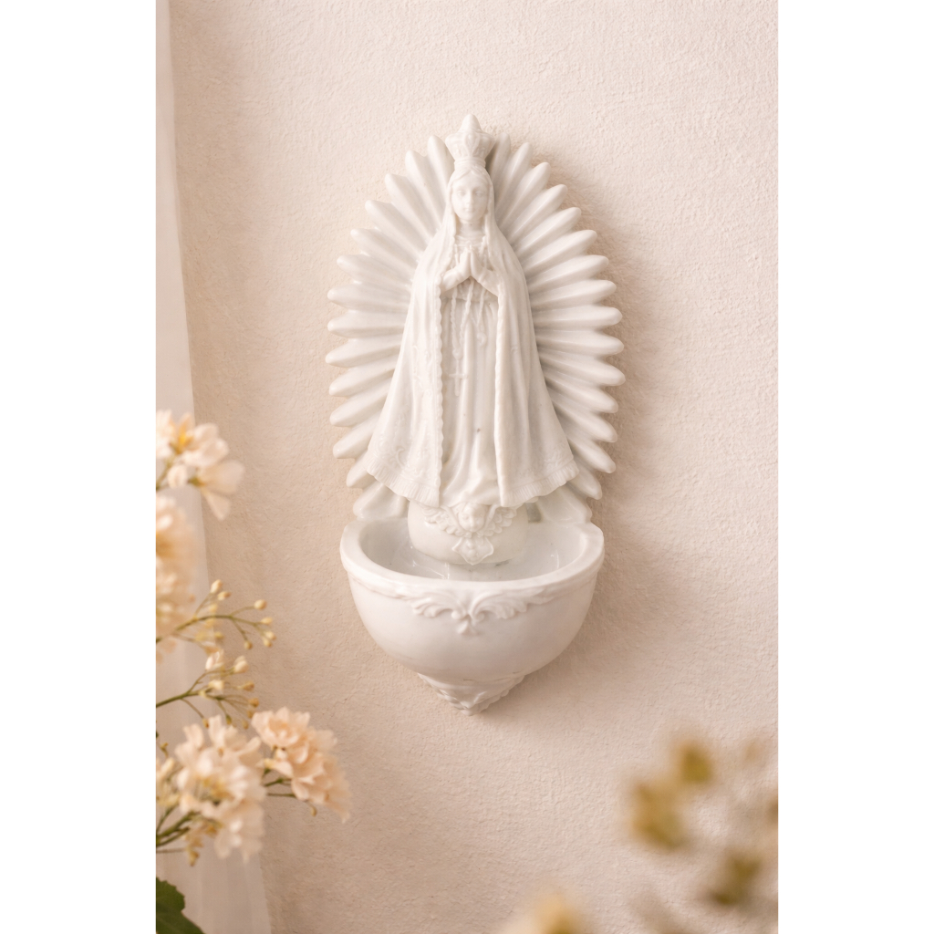 Pia de Água Benta Nossa Senhora Aparecida Linda e Delicada em Resina Branca em Oferta na Shopee