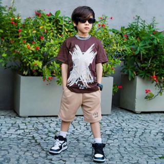 Conjunto Infantil Masculino Estiloso Verão - Camiseta + Shorts Casual Juvenil em Oferta na Shopee