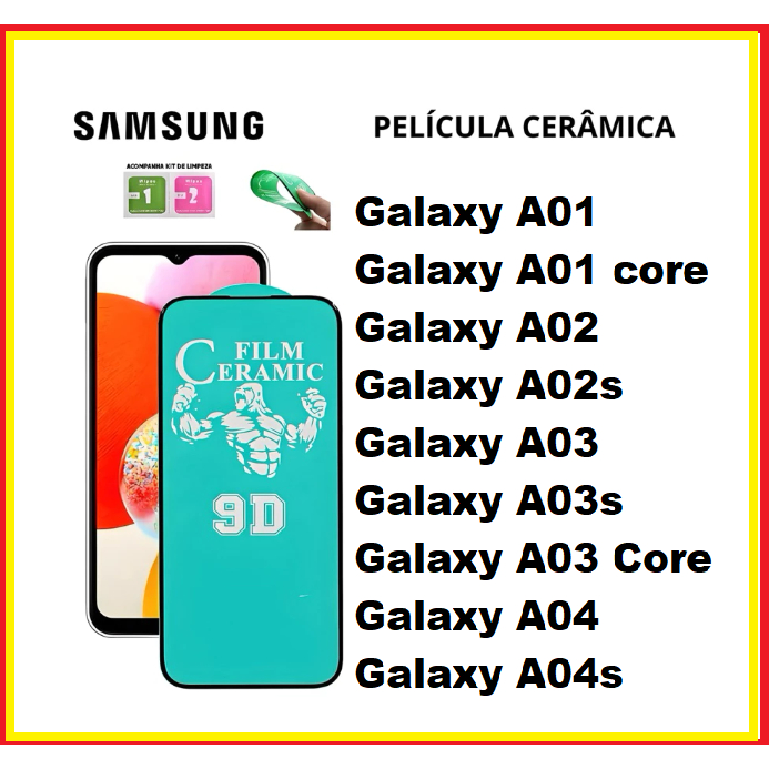 Película Cerâmica 9D Samsung Galaxy A01 A01 core A02 A02s A03 A03s A03 core A04 A04s Protetor  tela