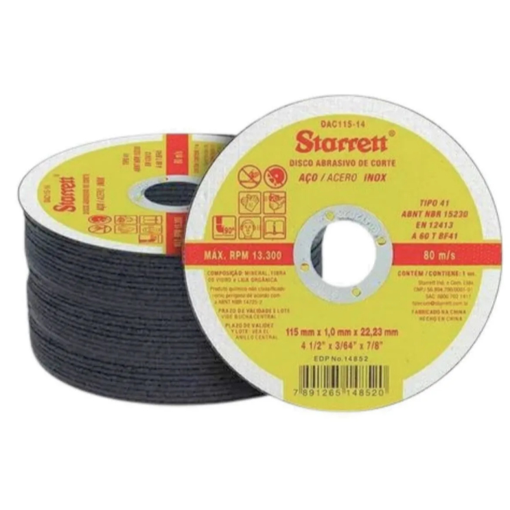 Disco de corte desbaste abrasivo 4.1/2 115mm KIT Aço Inox Metal Ferro Fino Esmerilhadeira Lixadeira
