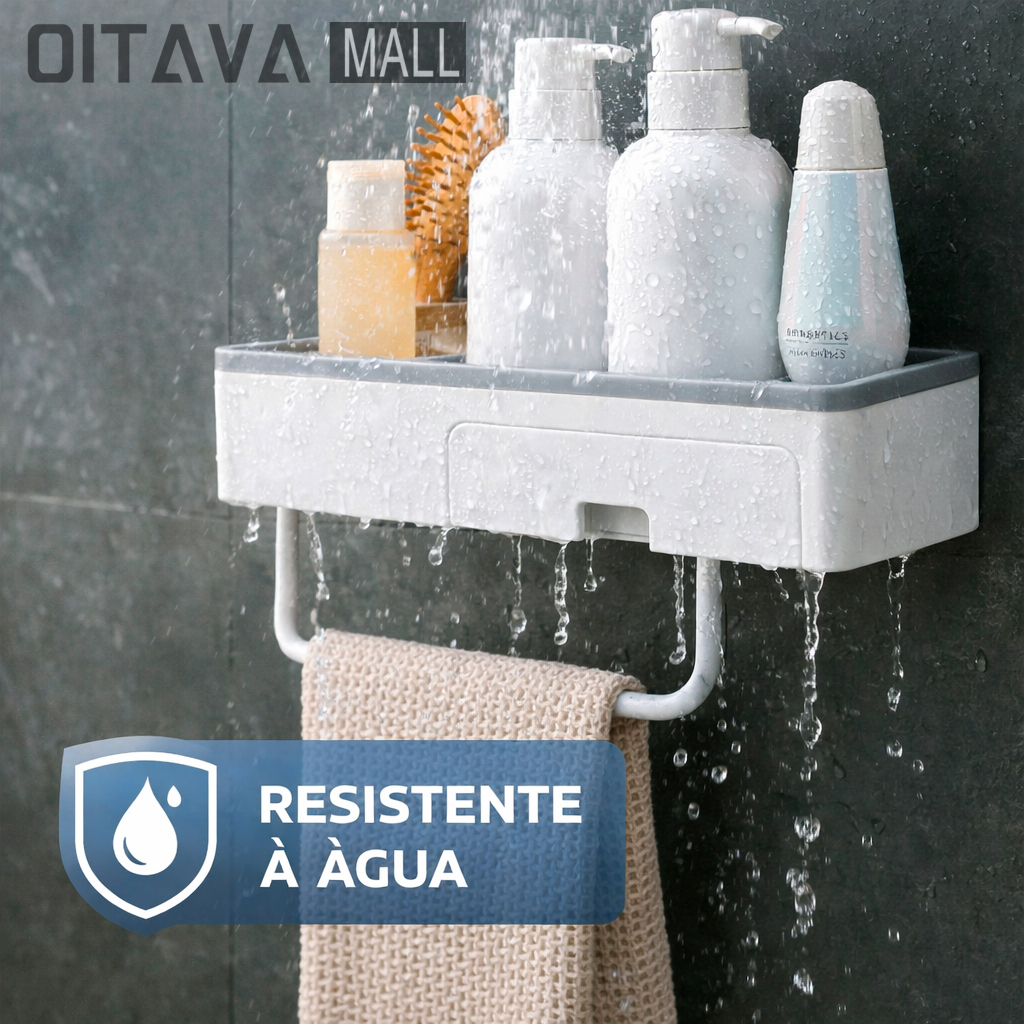 Prateleira de Banheiro Organizador de Chuveiro Montagem Parede Cosméticos Toalha Acessórios Suporte em Oferta na Shopee