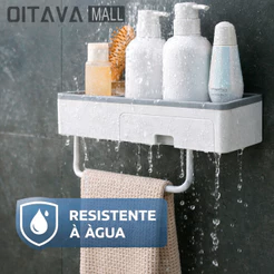 Prateleira de Banheiro Organizador de Chuveiro Montagem Parede Cosméticos Toalha Acessórios Suporte