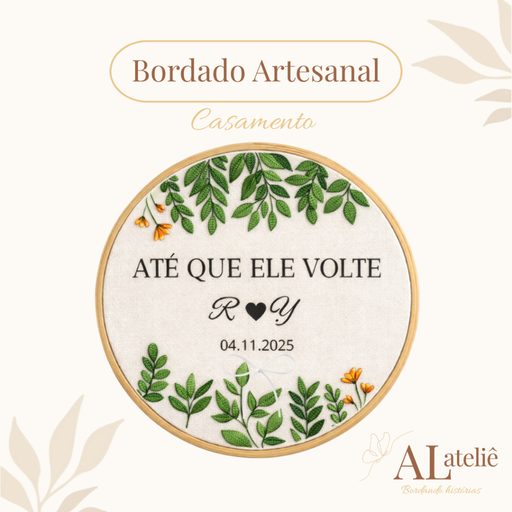 Porta Aliança Bastidor Personalizado Porta Aliança Até Que Ele Volte Bordado Para Casamento