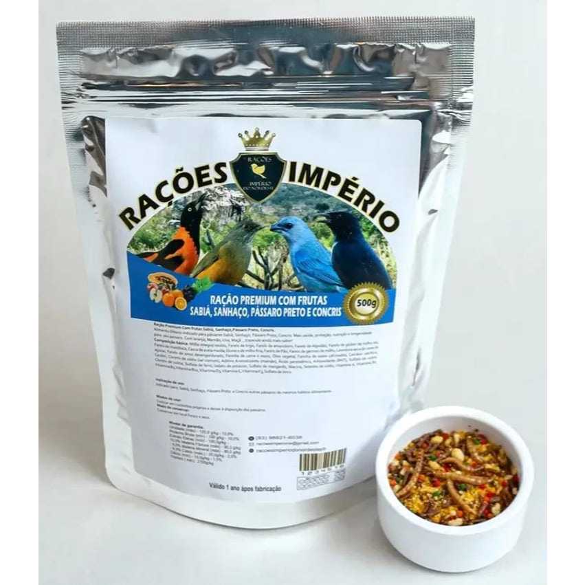 Ração Premium com Frutas para Sabiá, Sanhaço, Pássaros Preto e Concriz (Corrupião) - Rações Império 500g em Oferta na Shopee