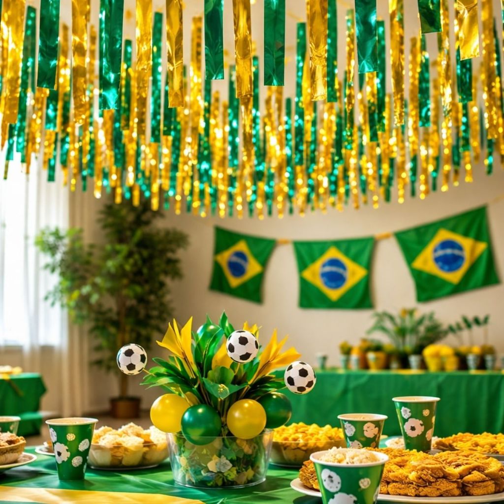 Fita Decorativa Copa do Brasil Metálica Plástico Varal De Fitas Metalizadas Decoração Festa em Oferta na Shopee