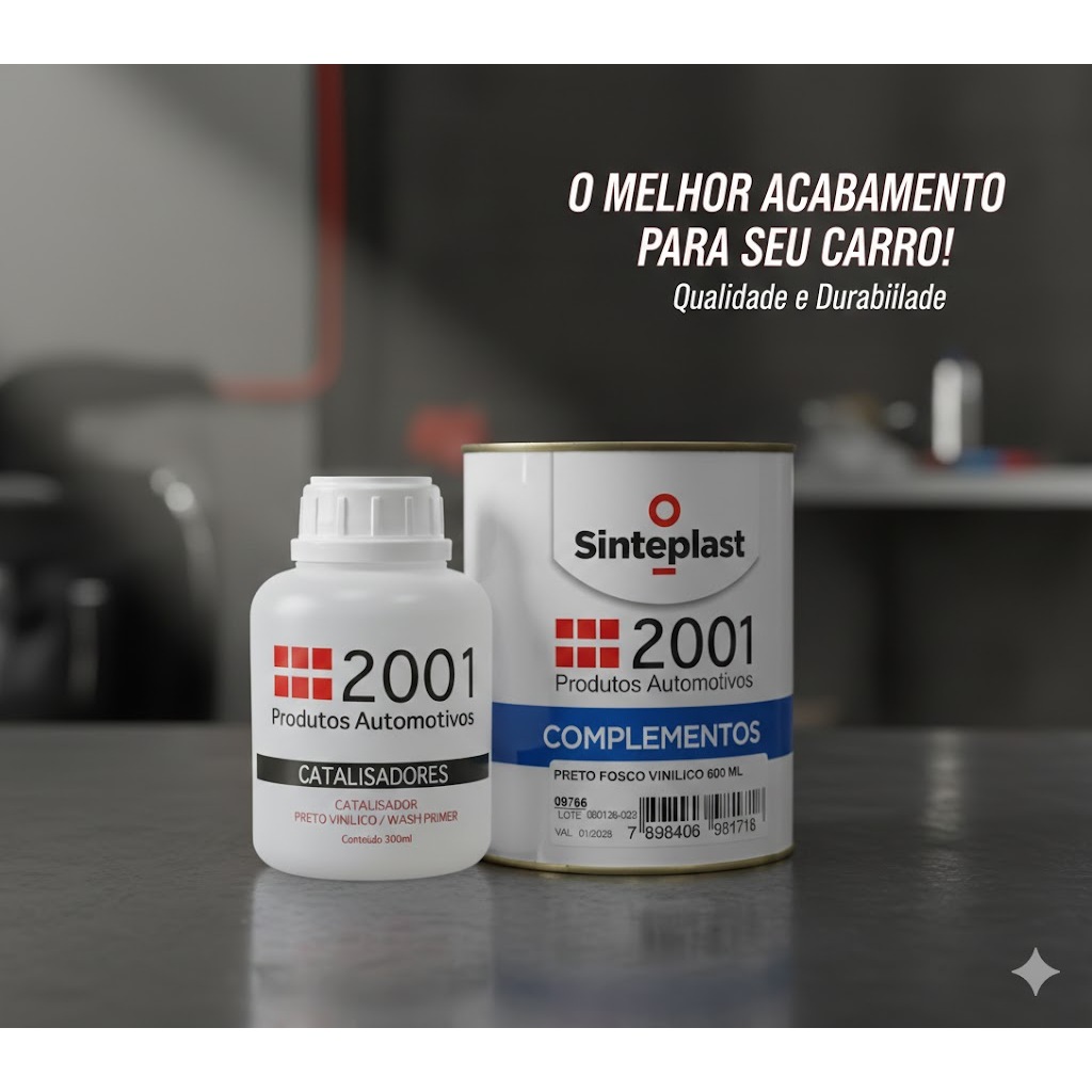 Complementos Preto Fosco Vinilico 600ml + Catalizador 300ml 2001 Produtos Automotivos