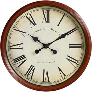 Relógio de Parede Clássico Vintage Estilo Vintage Retro 50 cm Números Romanos Retrô Visor Analógico