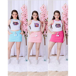 conjunto short saya e cropet guerreiras menina infantil e juvenil confortável e econômico para o dia a dia em Oferta na Shopee