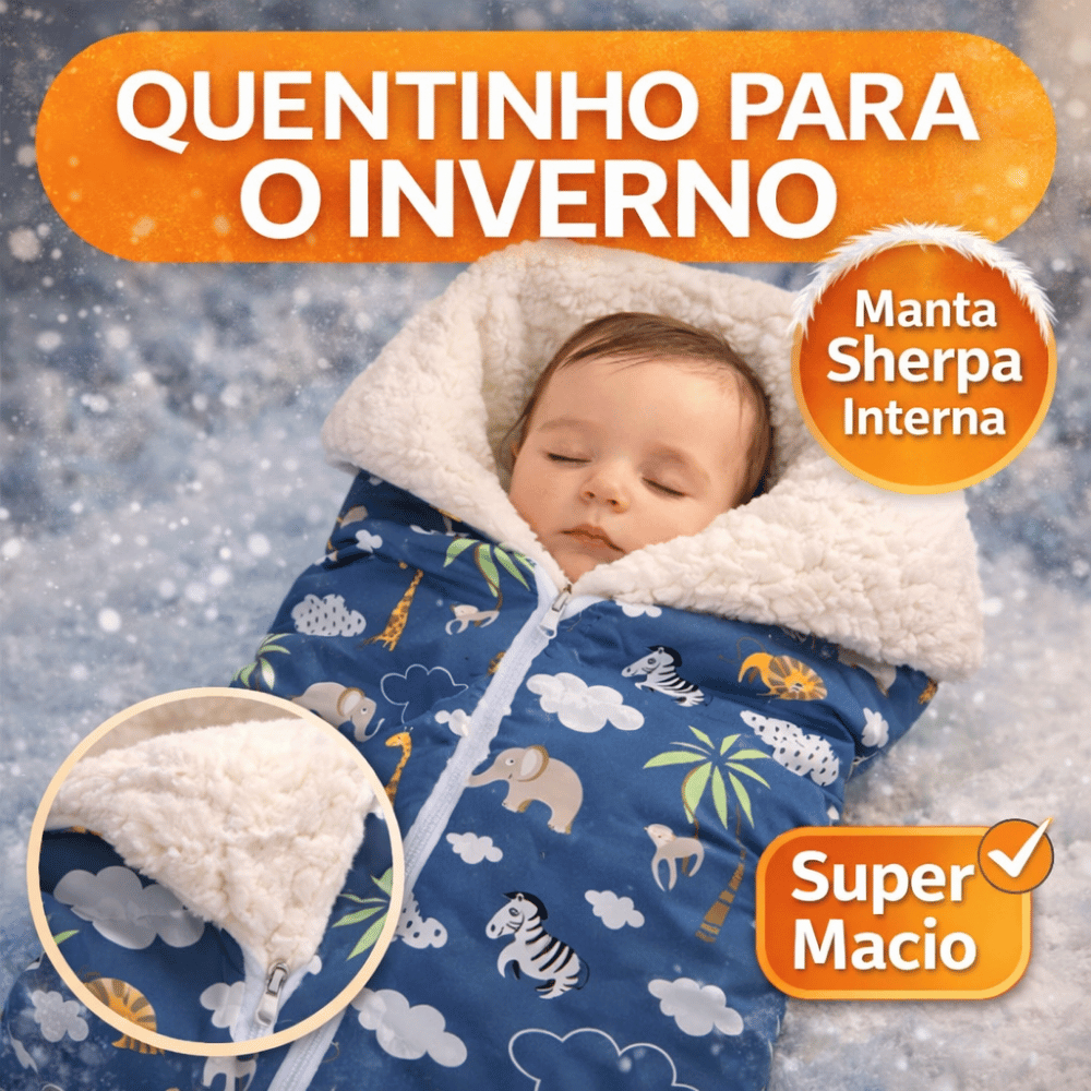 Saco de Dormir Bebê Inverno Sherpa Super Quentinho 60x35cm em Oferta na Shopee