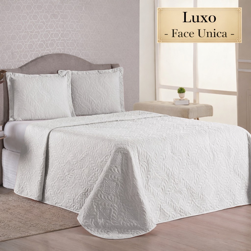 COBRE LEITO LUXO CASAL COM 3 PEÇAS - MATELADO LISO