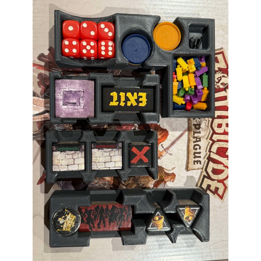 Insert 3D Organizador de Peças Tokens para Boardgame ZOMBICIDE BLACK PLAGUE / GREEN HORDE