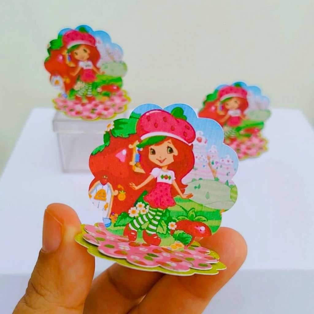 Kit Aplique 3D, 10, 20, 30 ou 40 und. Tag MORANGUINHO Personalizada | Lembrancinhas | Festa infantil | Aniversário