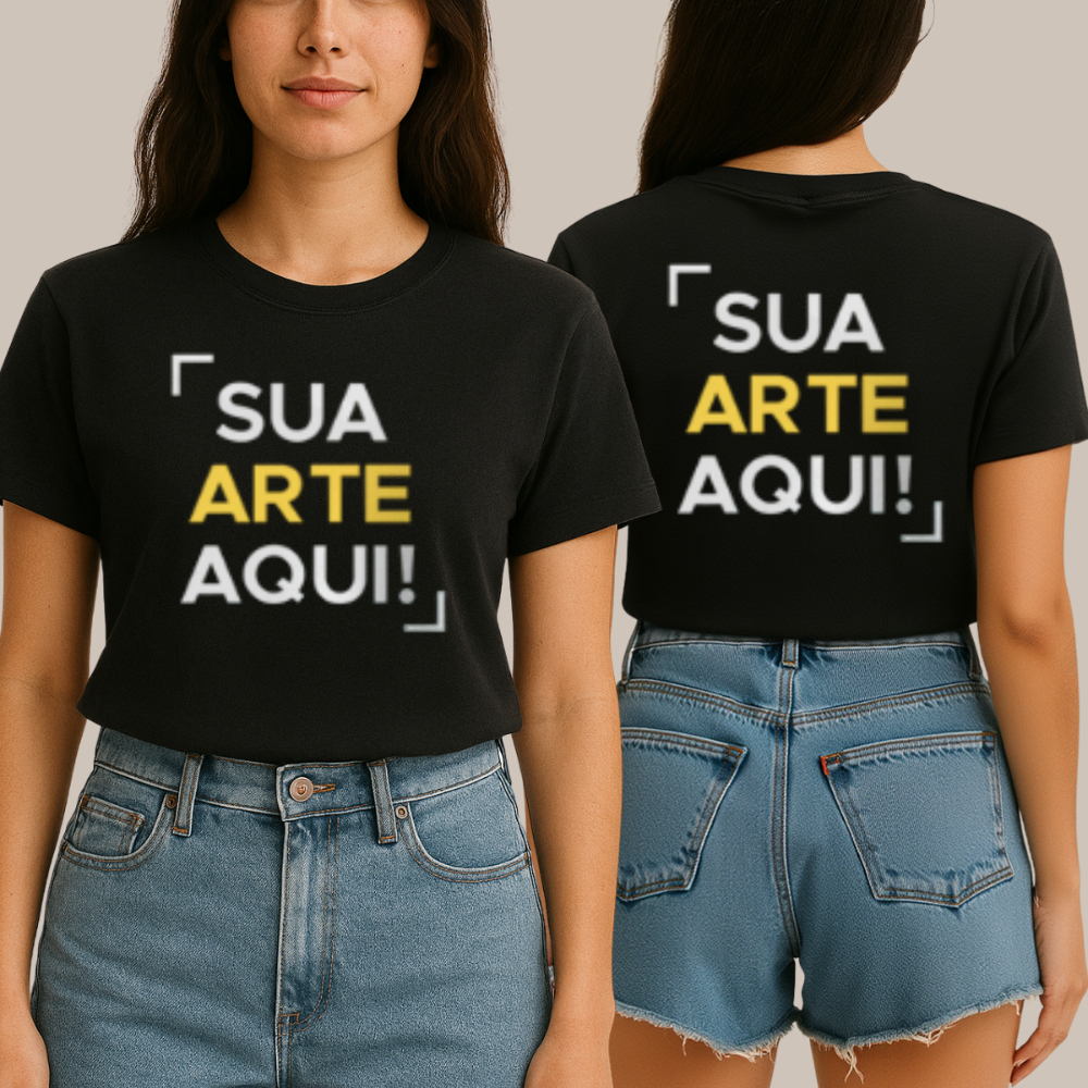 Camiseta Personalizada Feminina Básica Algodão Personalize Com Sua Arte