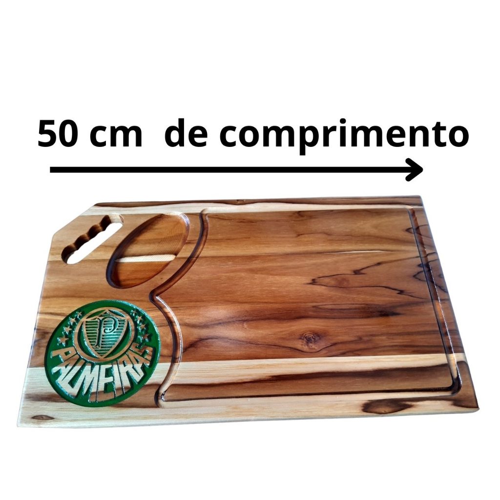 Tábua de  carne corte cozinha churrasco personalizada madeira teca grande 50x30x2cm