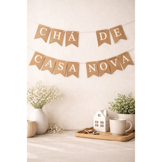 Faixa Varal De Letras Papel Chá de Casa Nova Bandeirinhas Decoração De Festa ENVIO IMEDIATO em Oferta na Shopee