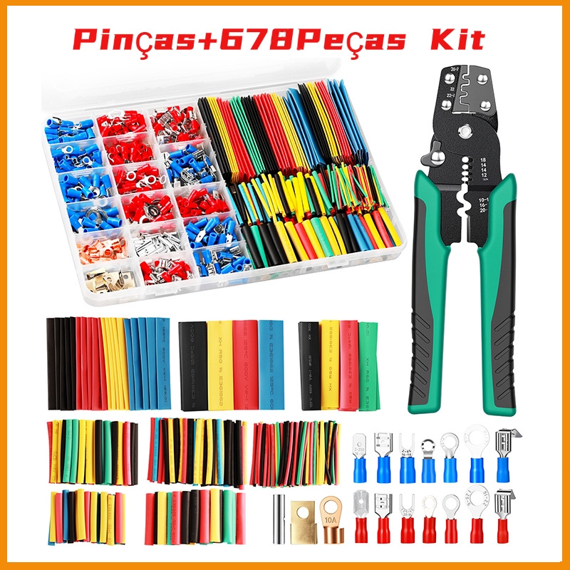 Kit Terminal De Fio Elétrico Isolado 678 Peças Com Conectores Versáteis De Crimpagem E Pá Para Soluções De Fiação Confiá em Oferta na Shopee