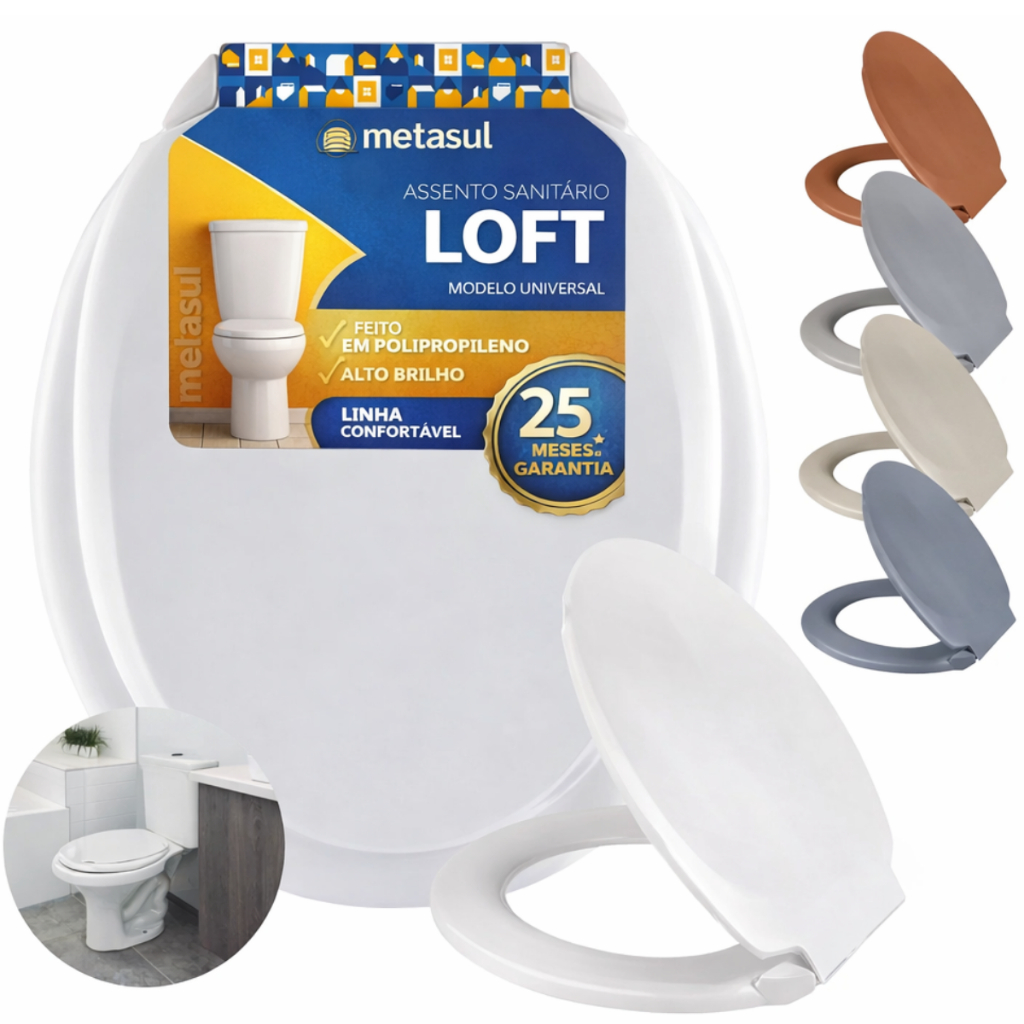 Assento Sanitário Tampa Vaso Oval Universal Basico Branco Plus Slim Universal Metasul em Oferta na Shopee