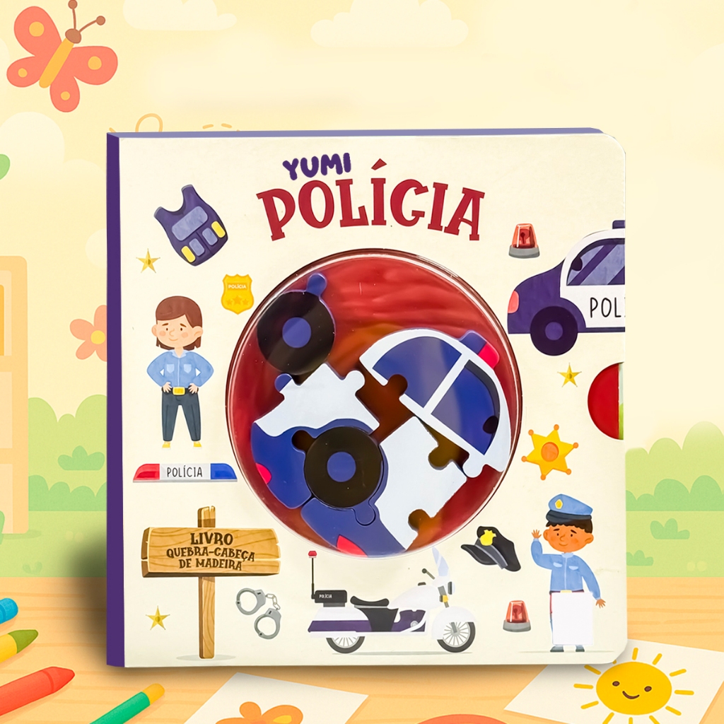 Livro Infantil : Profissões - Com Quebra Cabeça De Maneira E Carro Da Policia | Para Crianças - Capa E Páginas Duras