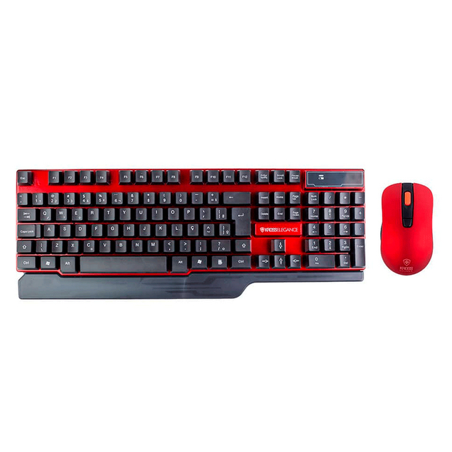 Combo Teclado e Mouse Kross KE-KM553 Sem Fio Windows USB Preto e Vermelho em Oferta na Shopee