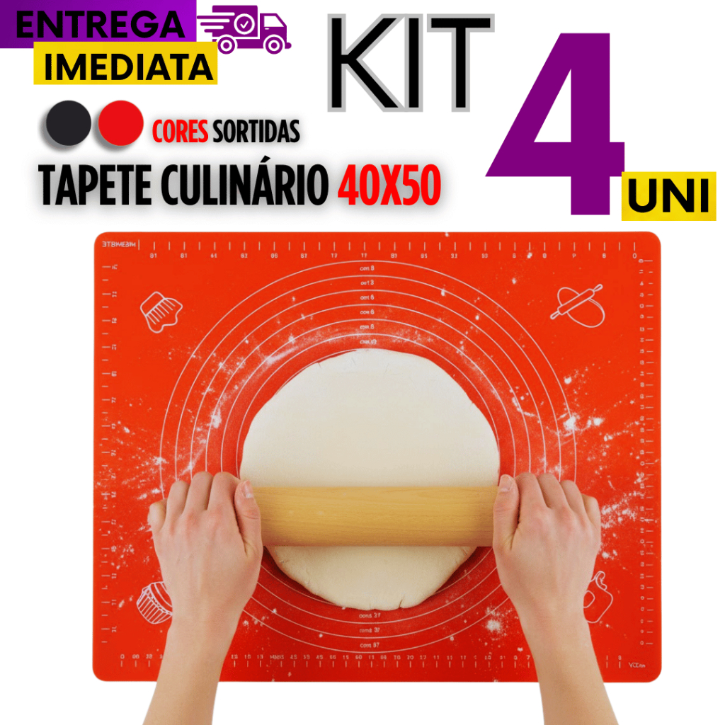 Conjunto 4/3/2/1 Tapete Culinário de Pascoa Silicone Antiaderentes 40x50 Confeitaria Cozinha Tapete
