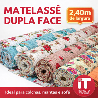 Tecido Matelassê Dupla Face Acolchoado 1m x 2,40m para Colcha - Estofados e Mantas em Oferta na Shopee