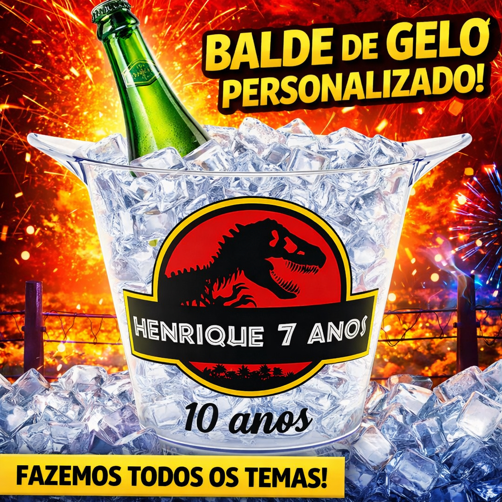 Kit 10 Baldes de Gelo Fosco Eco 5L Personalizado para Festa Evento Balada Aniversário Bar Não Quebra
