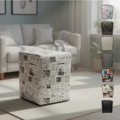 Puff Sem Baú Banquinho Courino Estampas Sofazinho Banqueta Banco Quadrado Sala Decoração
