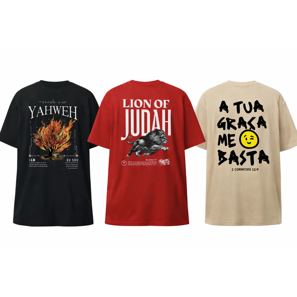 Kit 3 Camisetas Masculinas Estilosas Moda Cristã Cores Variadas Blusas 100% Algodão Leve Confortável