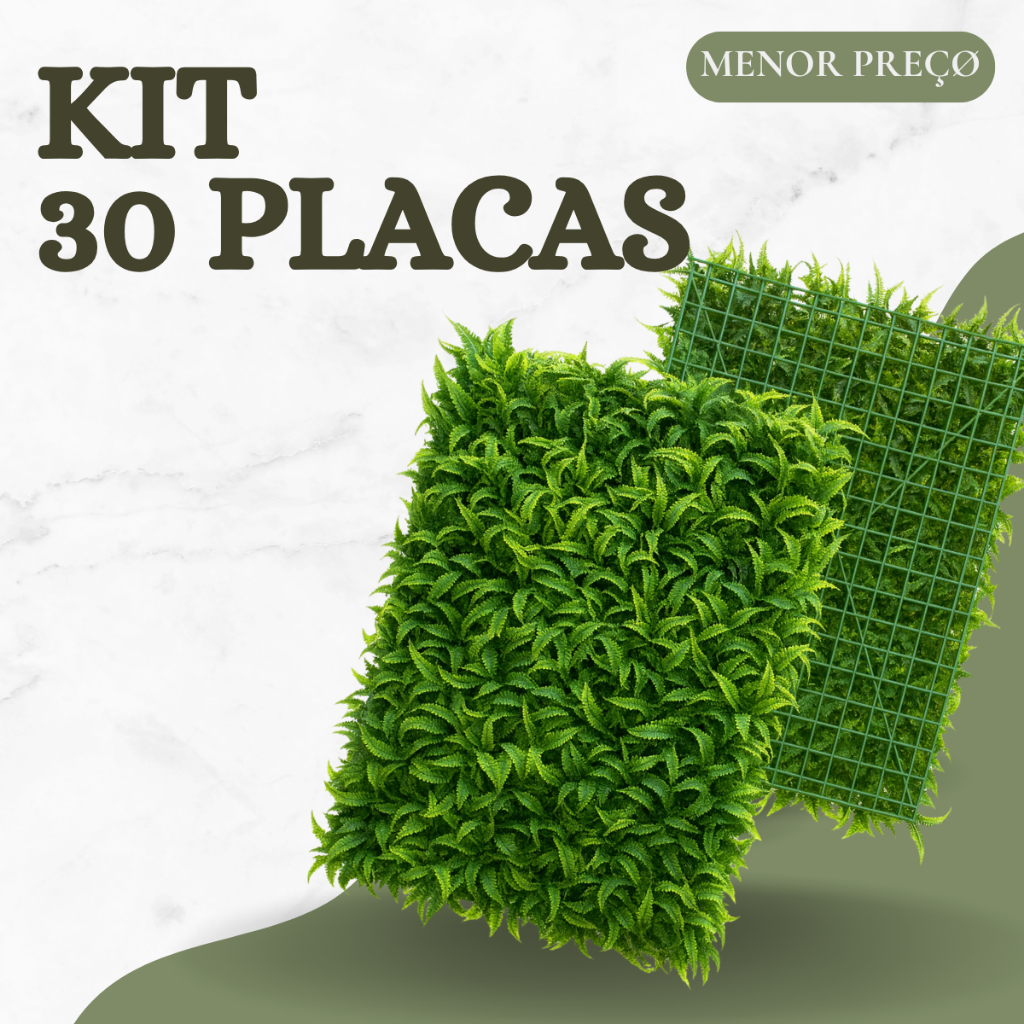 Kit 30 Placa Samambaia Cheia Grama Artificial Jardim Vertical Muro Inglês Parede Verde em Oferta na Shopee