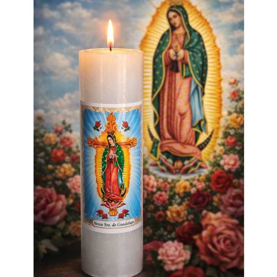 1 Vela Votiva 7 Dias Nossa Senhora de Guadalupe 100% Parafina 260g Quaresma Frei Santos Católicos em Oferta na Shopee