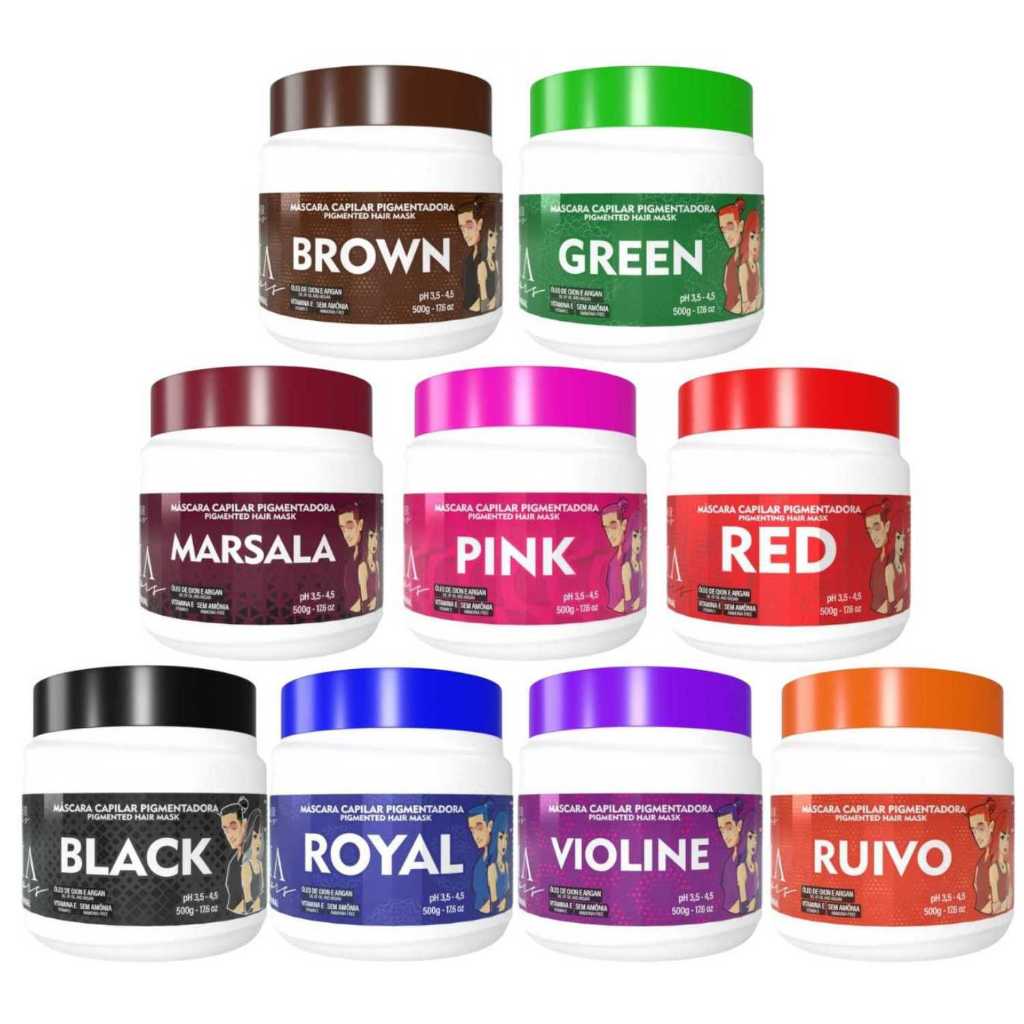 COMBO TROIA COLORS 500G MÁSCARA PIGMENTANTE SEMI PERMANENTE COLORAÇÃO FANTASIA PROFISSIONAL