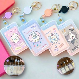 Porta Crachá Retrátil Suporte Cartão Roller Clip Trabalho Evento Porta Card K-pop Kawaii Cores em Oferta na Shopee