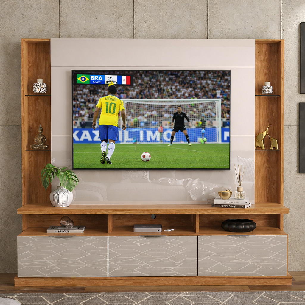 Home Estante Rack Bilbao 207cm Lukaliam Móveis para TV até 70” com 3 Portas