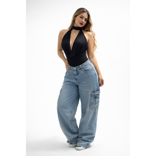 Body Feminino Elegante Decote Profundo com Gola Halter – Sensual e Sofisticado em Oferta na Shopee