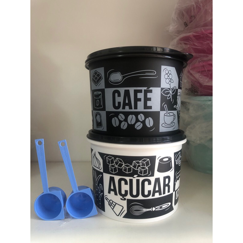 Kit Pote Açúcar e Café - Tupper Caixa - Não Entra Formiga - Estanque - Tupperware