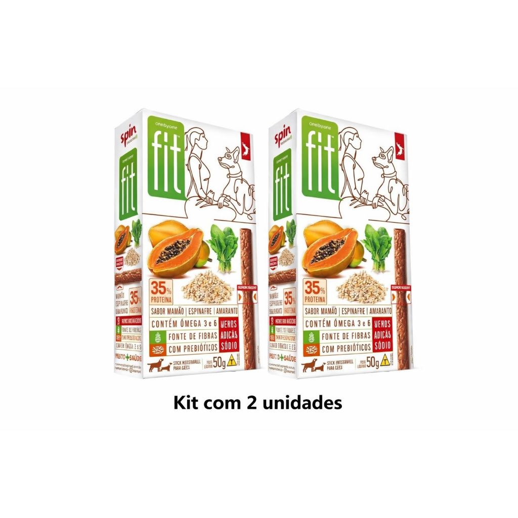 Spin Fit Onebyone Petisco Para Cães Sabor Mamão, Espinafre e Amaranto 50g - Kit com 2 unidades