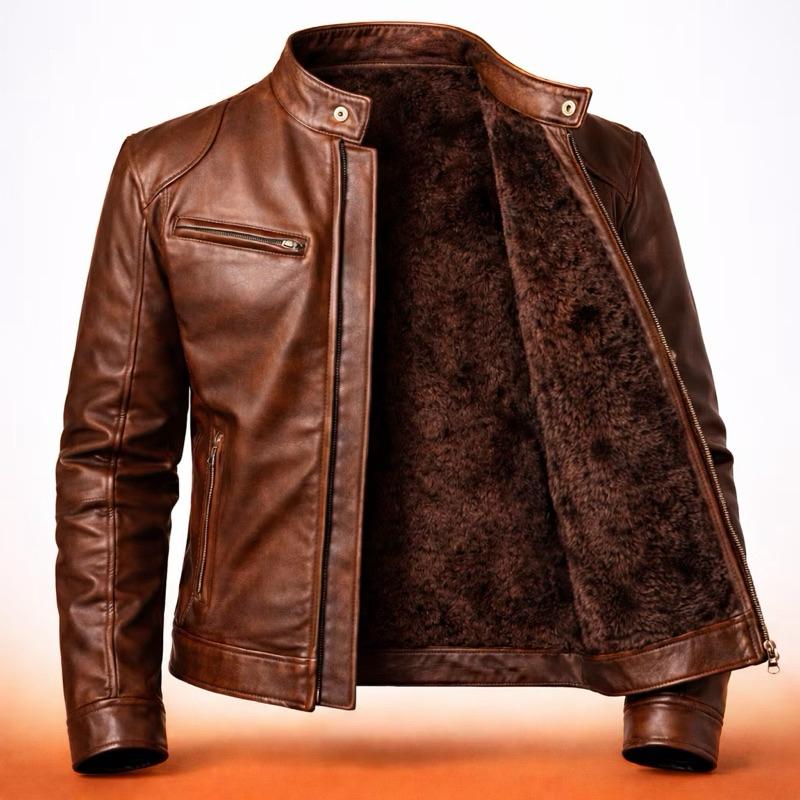 Jaqueta de Couro Ecológico Estilosa ,Forrada ,com Capuz removível em Oferta na Shopee