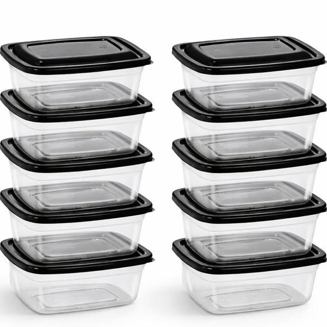 Kit 10 Potes De Plástico 1 Kg Marmita Transparente | Freezer Microondas Organizador em Oferta na Shopee