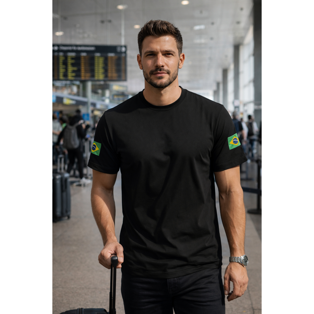 Camiseta Bandeira do Brasil nas mangas