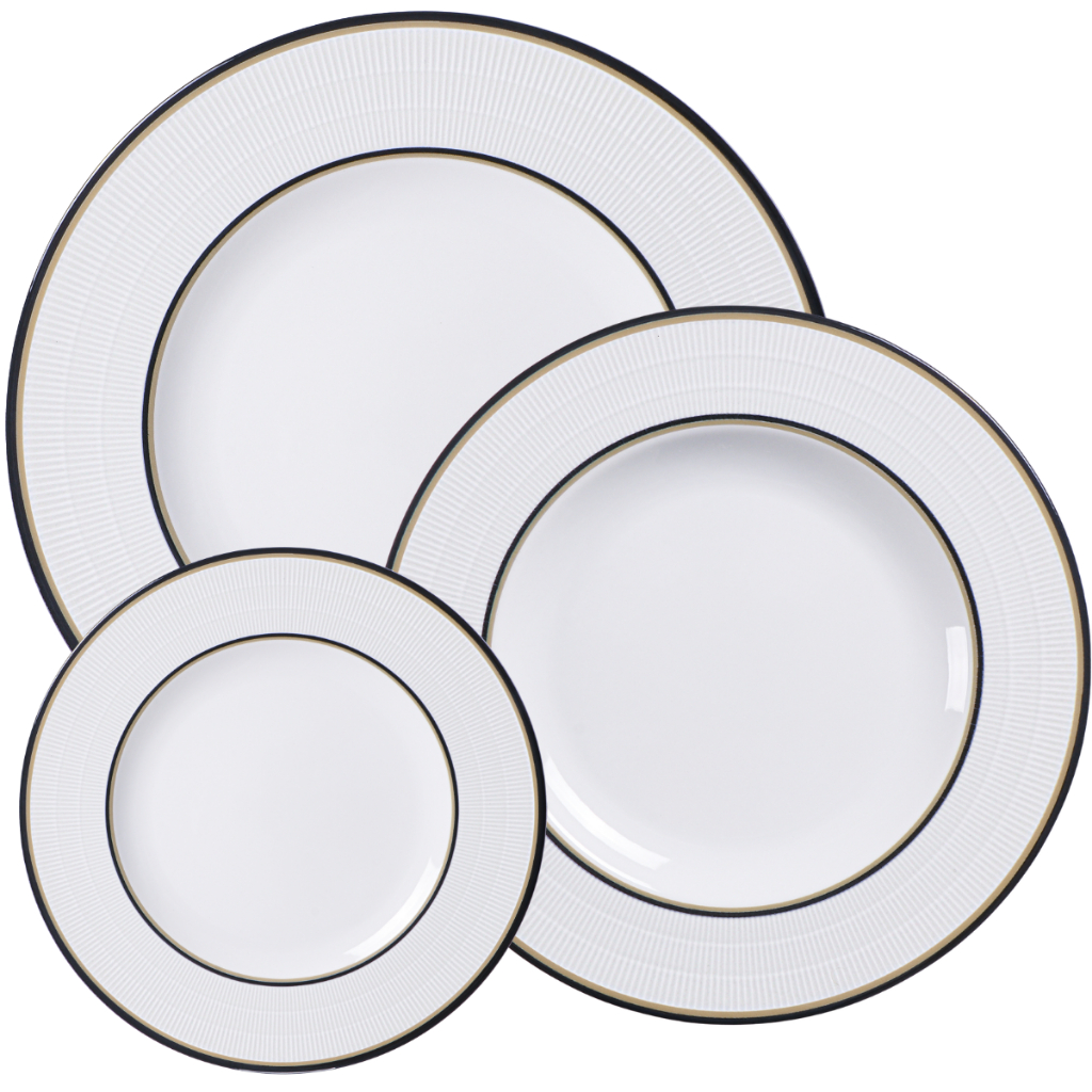Aparelho de Jantar Tramontina Sienna em Porcelana Decorado 12 e 18 Peças – Raso, Fundo e Sobremesa